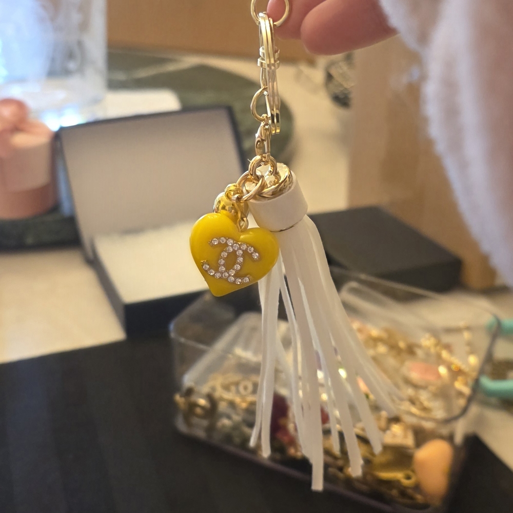 Handmade Custom One-of-a-Kind upcycled Chanel Charm Keychain. - Picture 8 of 10